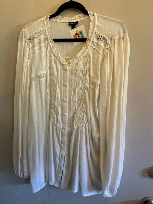 Torrid Cream lace top button down