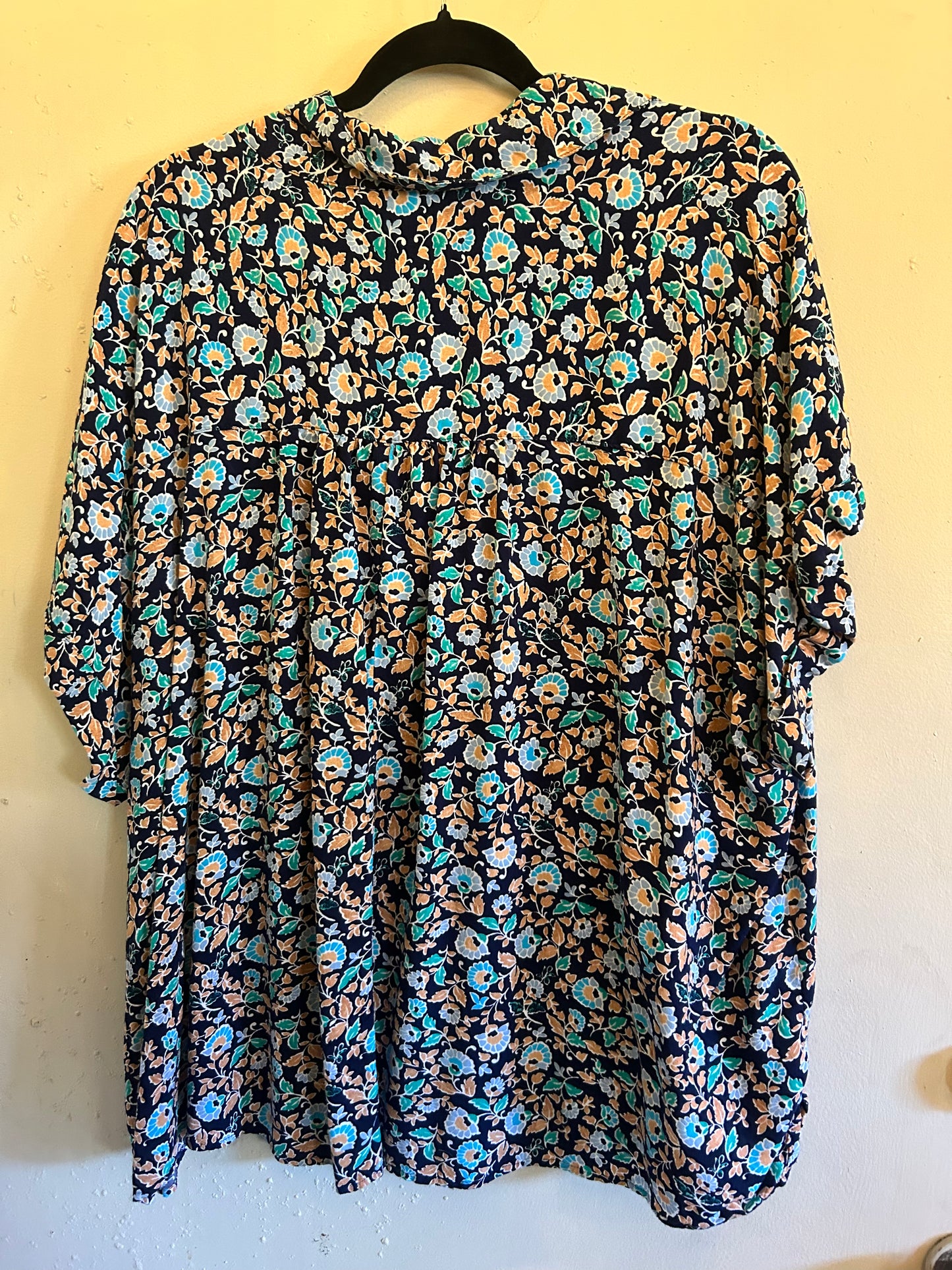 Lane Bryant Blue Floral pattern button down