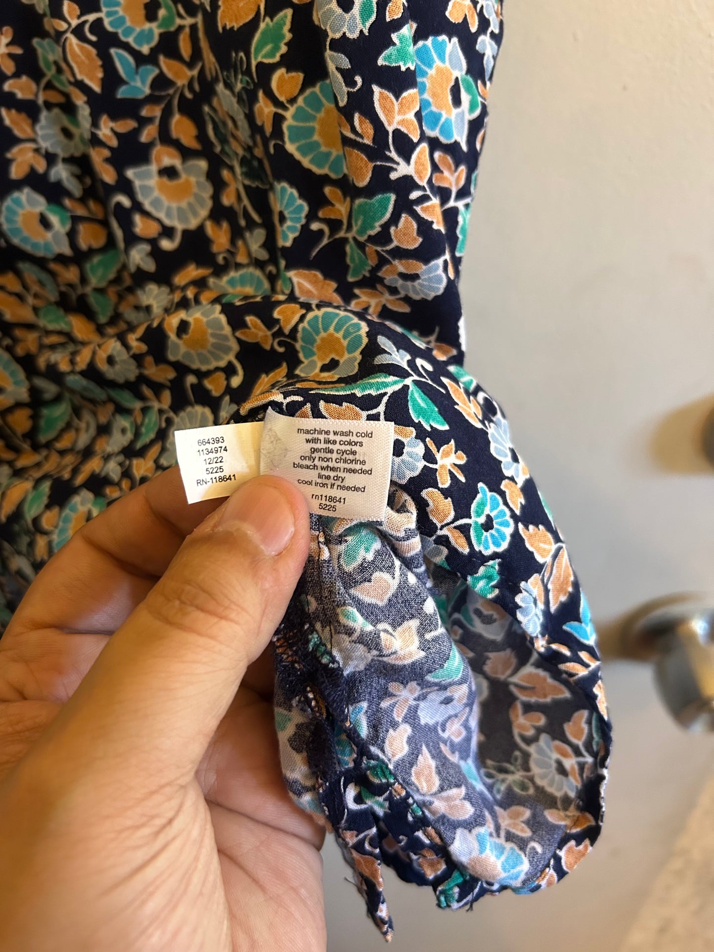 Lane Bryant Blue Floral pattern button down