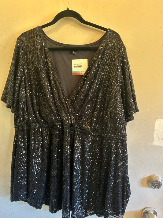 Torrid Black Sequin Blouse
