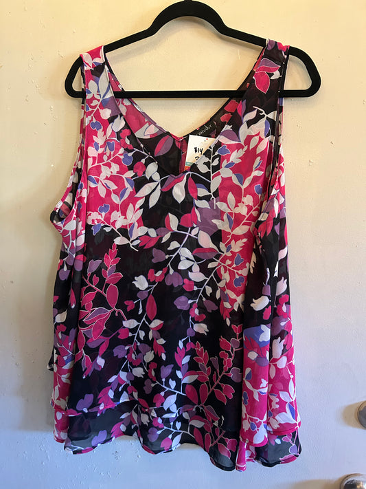 Lane Bryant Pink black v neck sleeveless