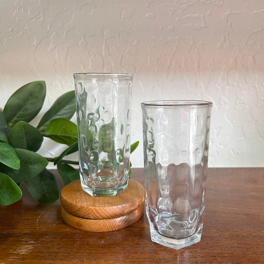 Vintage Crisa Libbey Pebble Glass Tumblers Juice Glasses Clear 7 Oz. 5" Set of 2