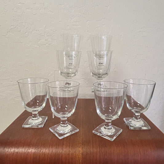 Vintage Dinner Wine Goblets with Squared Base Set of 8