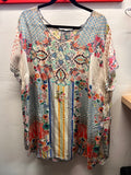 Johnny Was Floral Printed Pattern Silky Blouse
