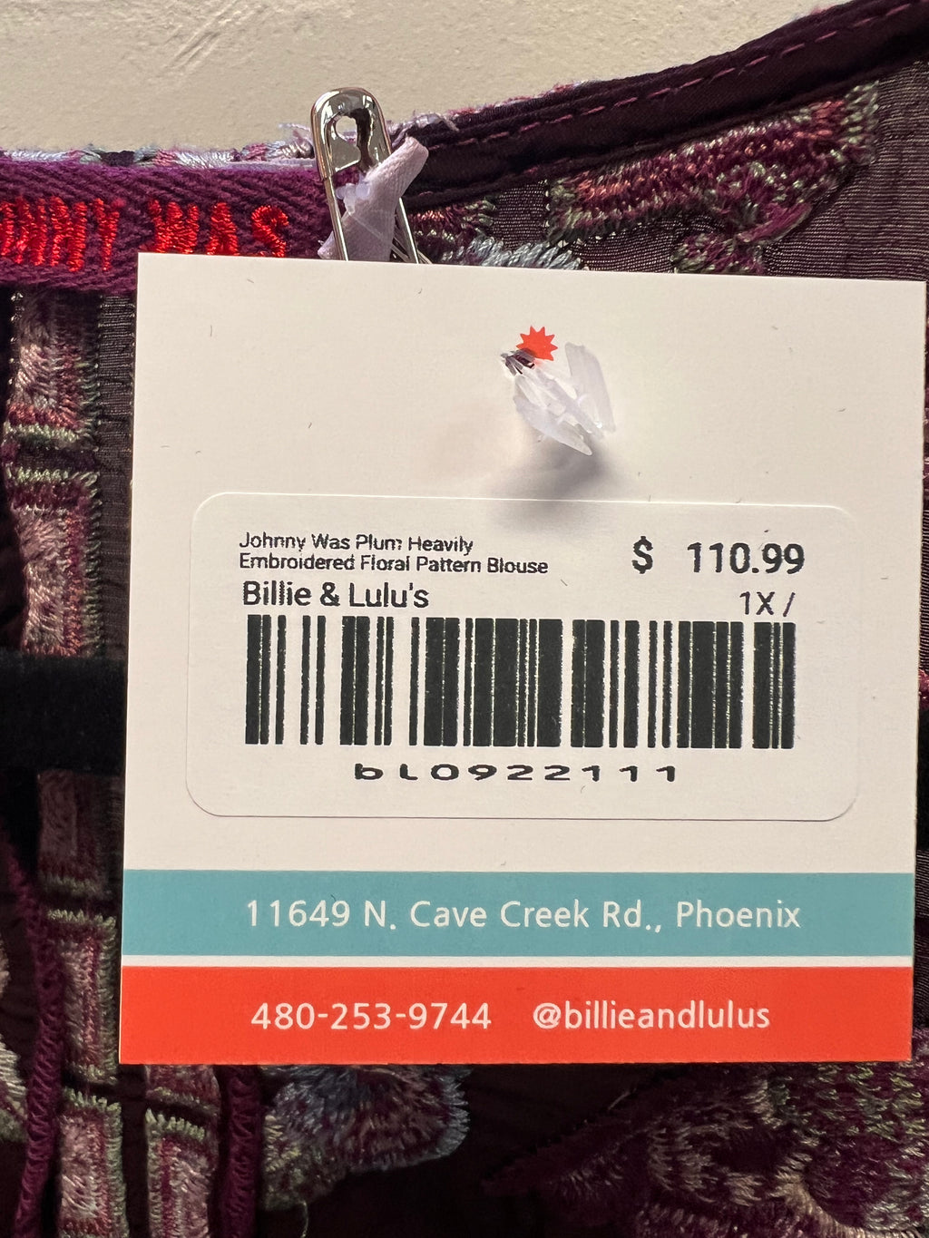 Johnny Was Plum Heavily Embroidered Floral Pattern Blouse