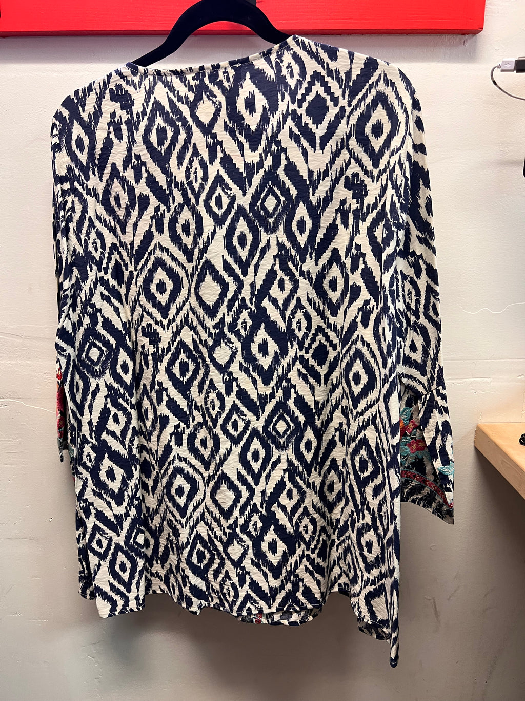 Savanna Jane Blue and White w/Floral Embroidered Blouse