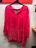 Johnny Was Pink Ligh Floral Embroidered Blouse