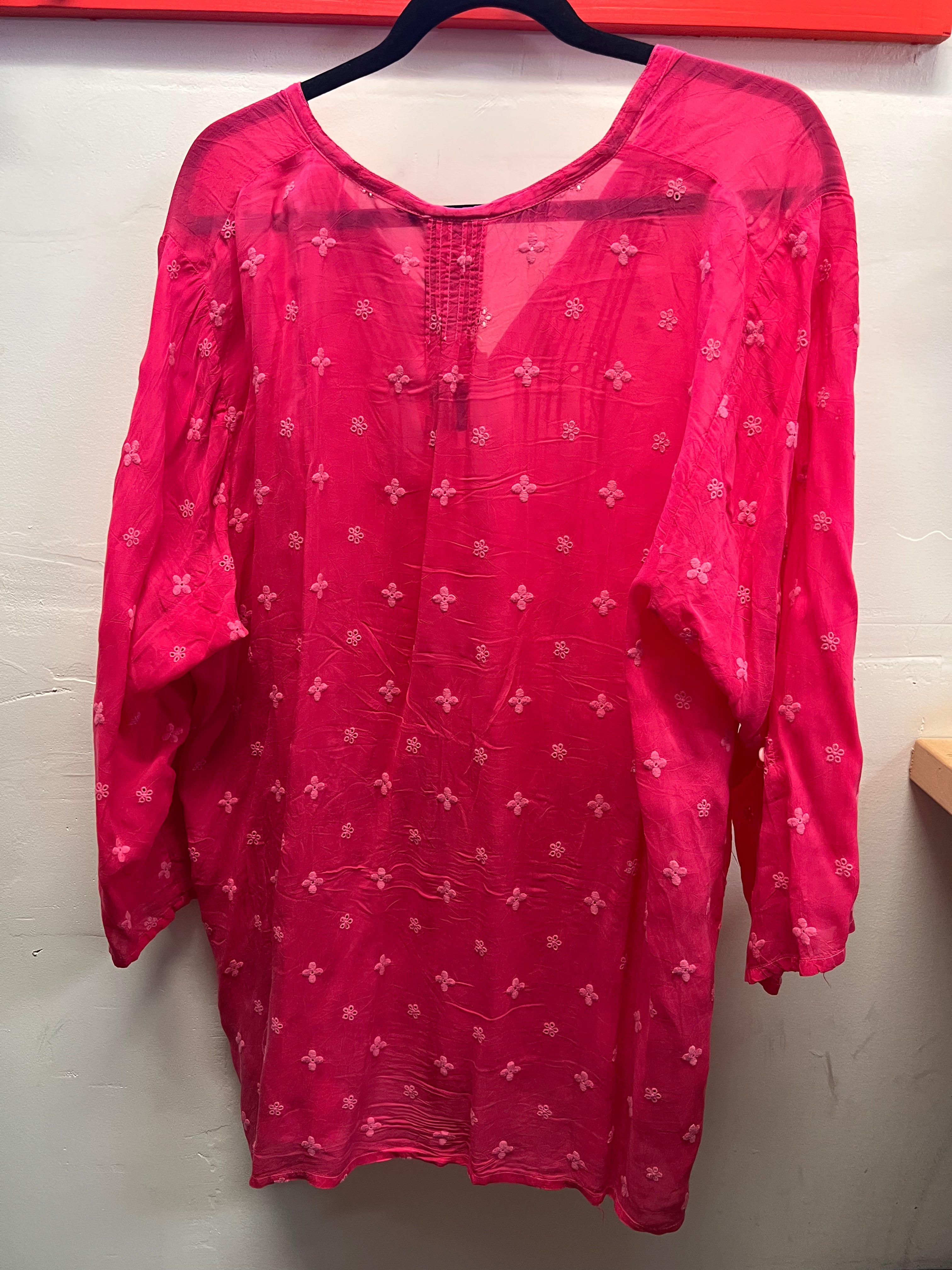 Johnny Was Pink Ligh Floral Embroidered Blouse