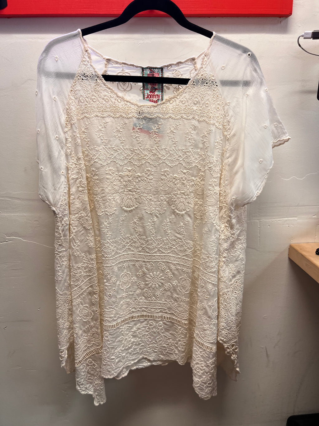 Johnny Was White with White Embroidery Blouse