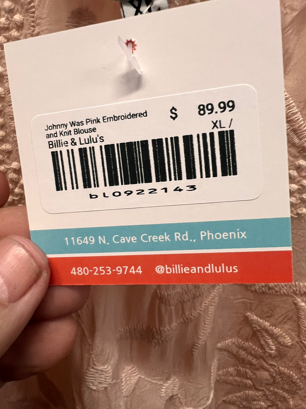 Johnny Was Pink Embroidered and Knit Blouse