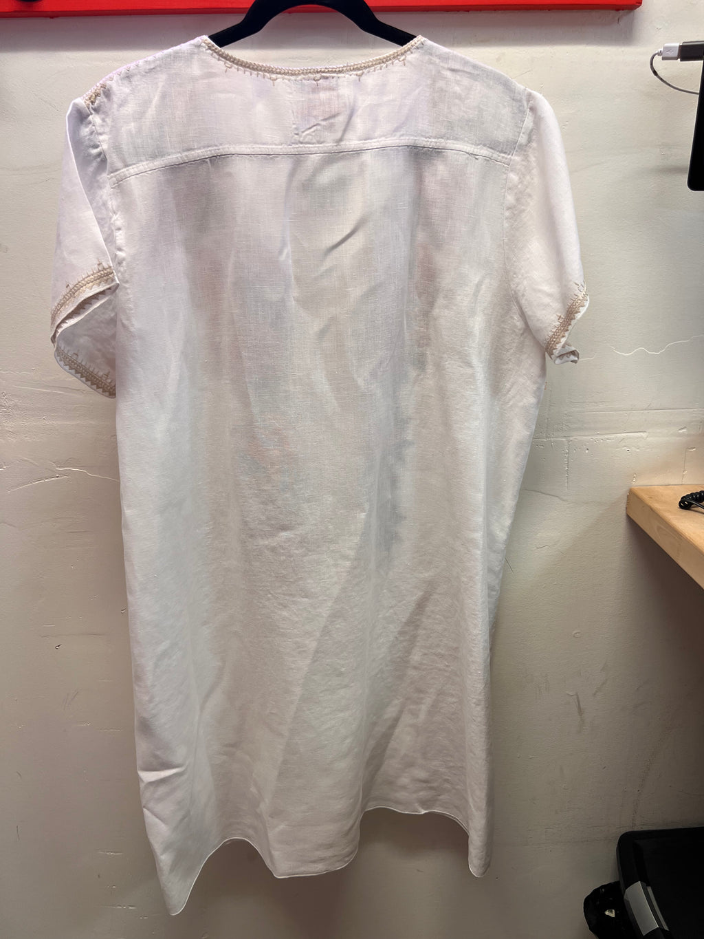 Johnny Was White Boho Style Heavy Embroidered Short Sleeve Blouse