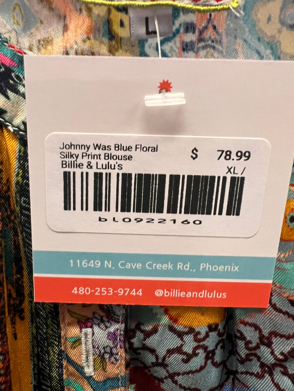 Johnny Was Blue Floral Silky Print Dress