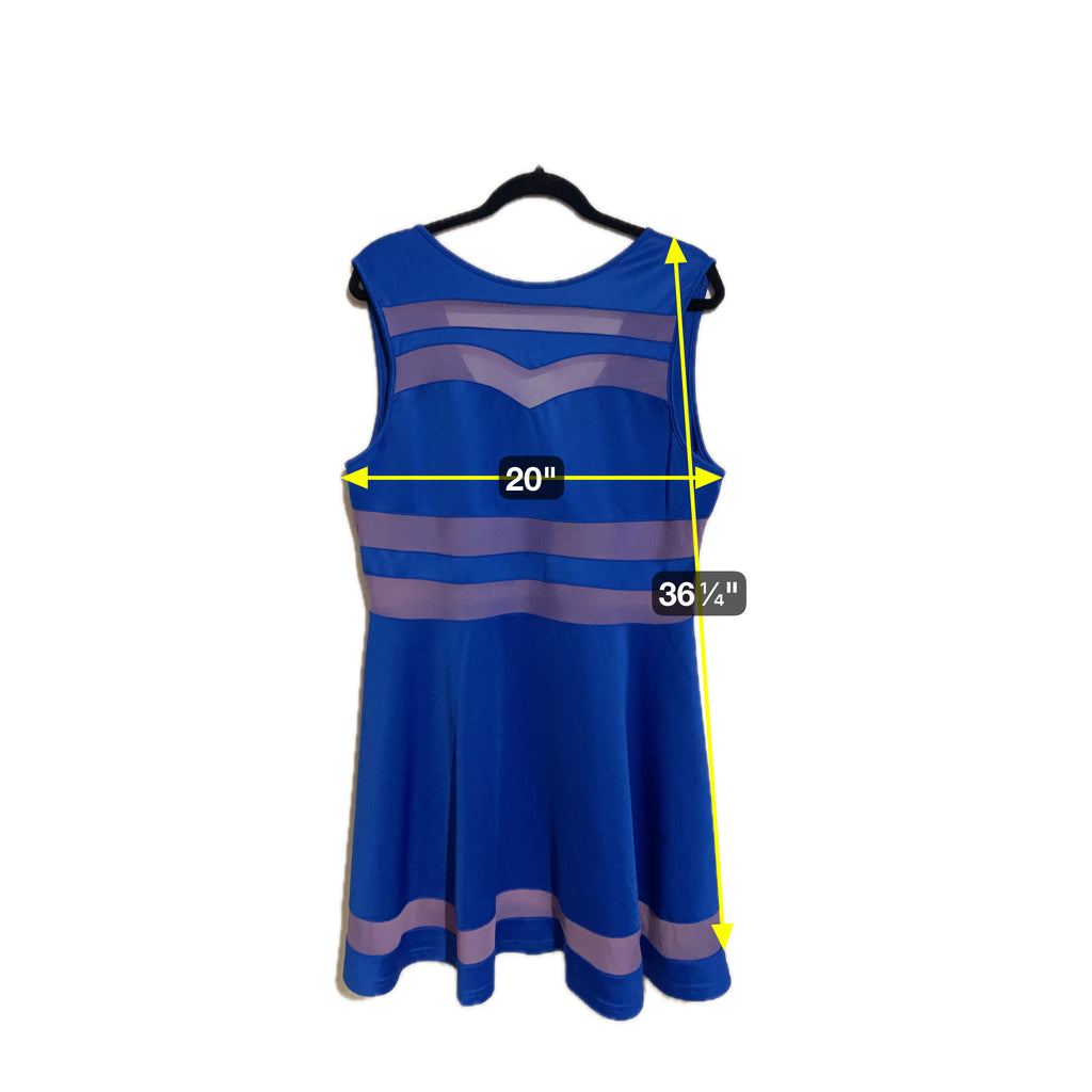 Zeagoo Blue Dress w/ Mesh Accents