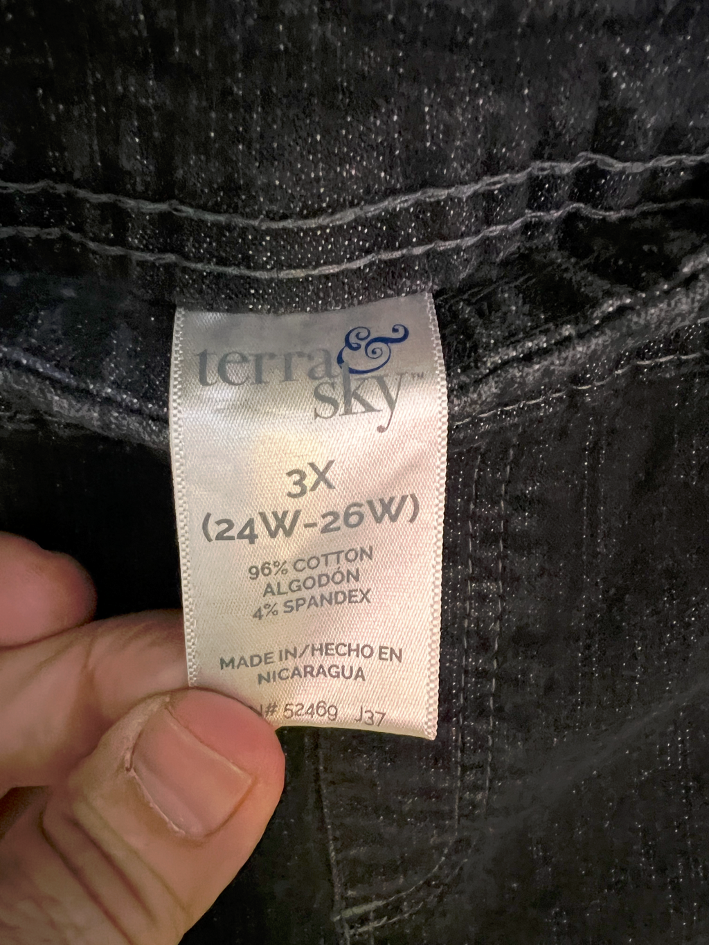 Terra & Sky Black Stone Wash Two Pocket Jean Shorts