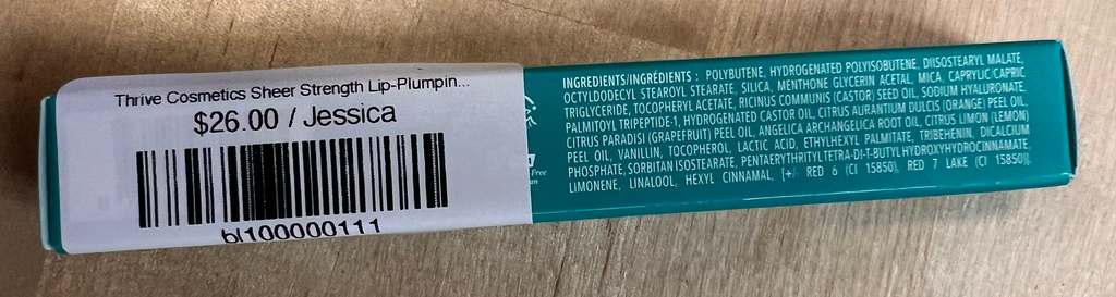 Thrive Cosmetics Sheer Strength Lip-Plumping Peptide Gloss .15 fl oz