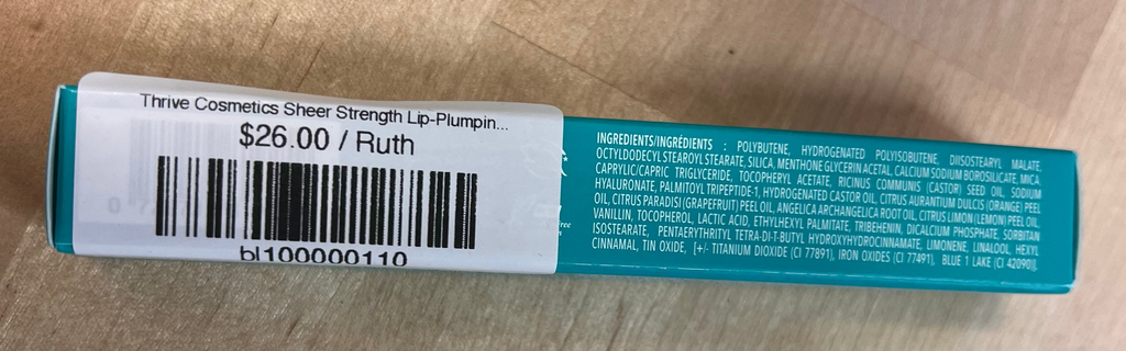 Thrive Cosmetics Sheer Strength Lip-Plumping Peptide Gloss .15 fl oz