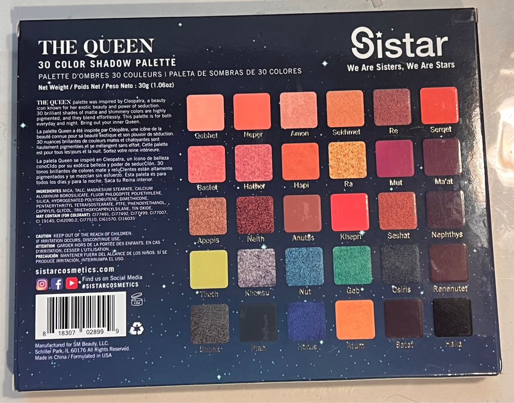 NWOT Sistar The Queen Cleopatra Inspired 30 Color Shadow Palette