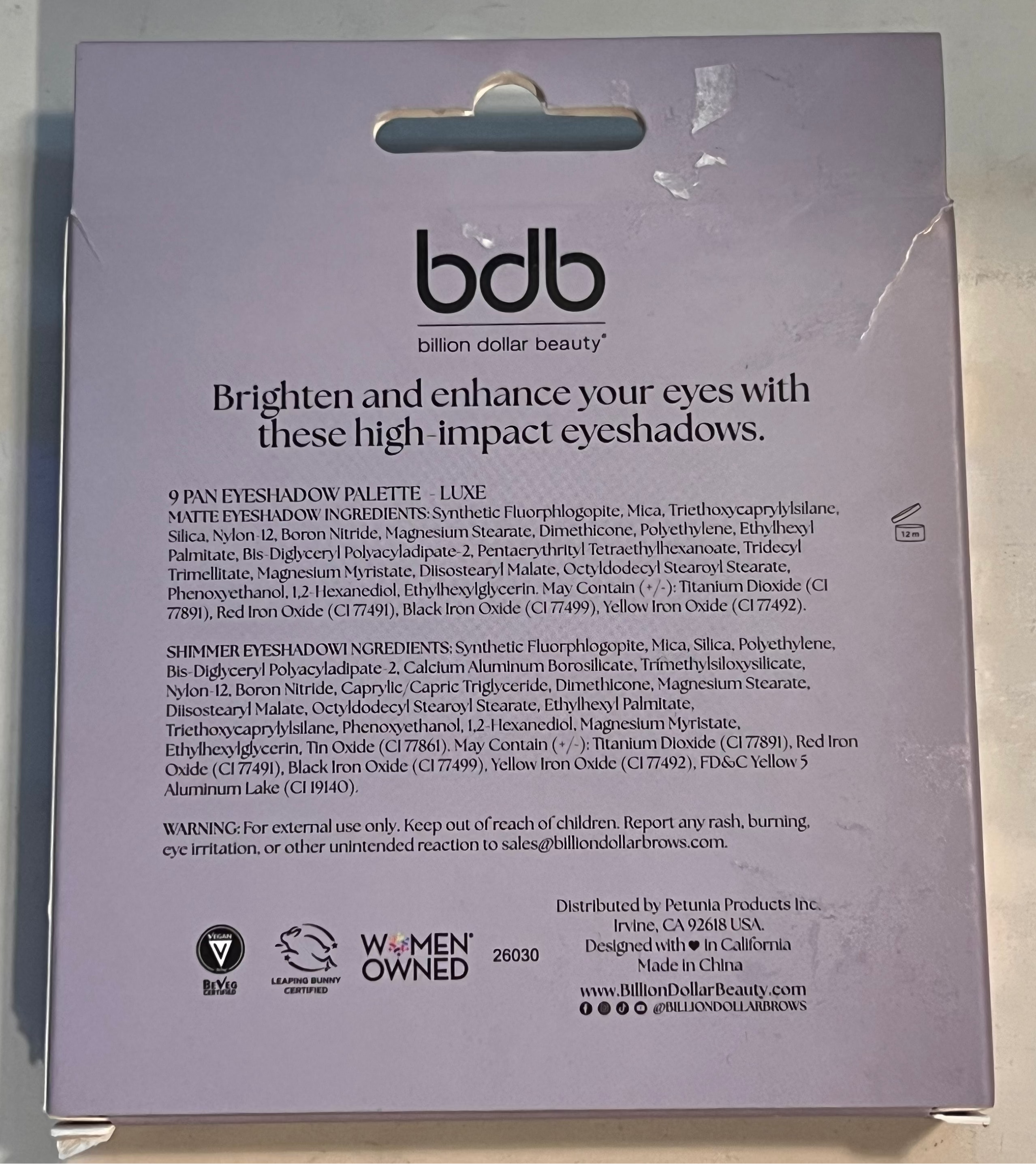 NWOT Billion Dollar Beauty Eyeshadow Luxe
