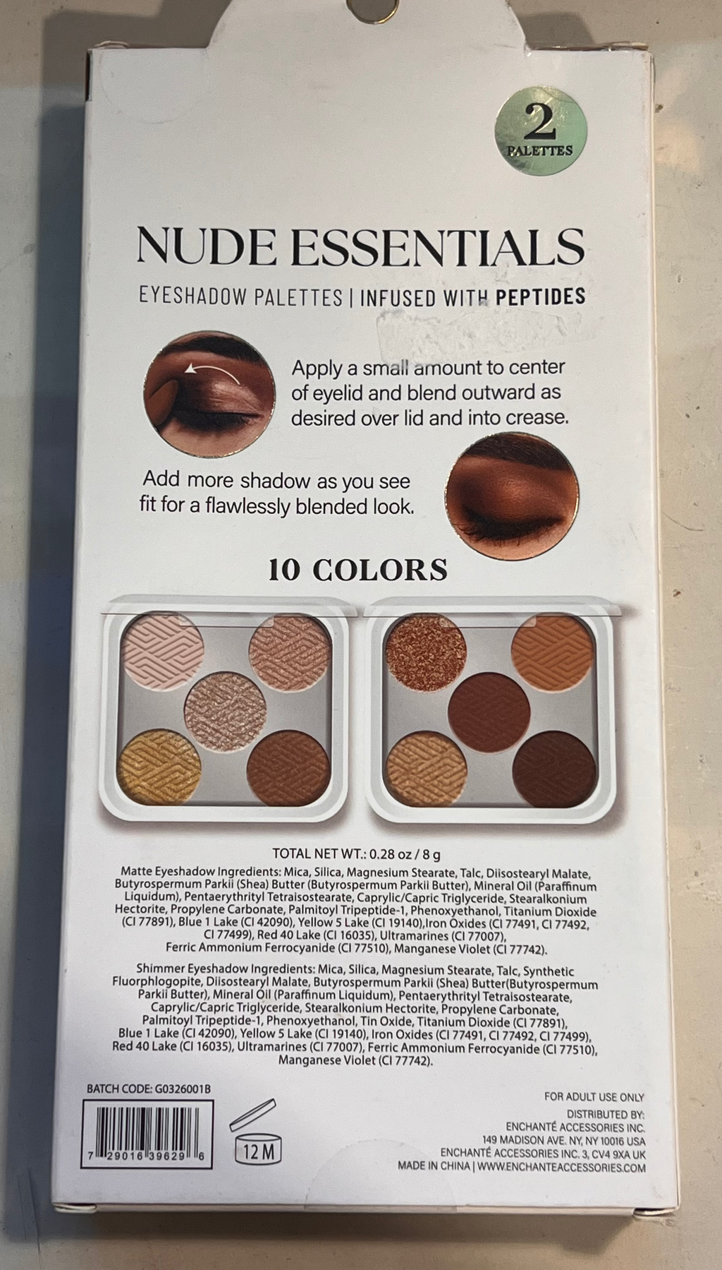 NWOT Nude Essentials (2) Peptide-Infused Eyeshadow Palettes