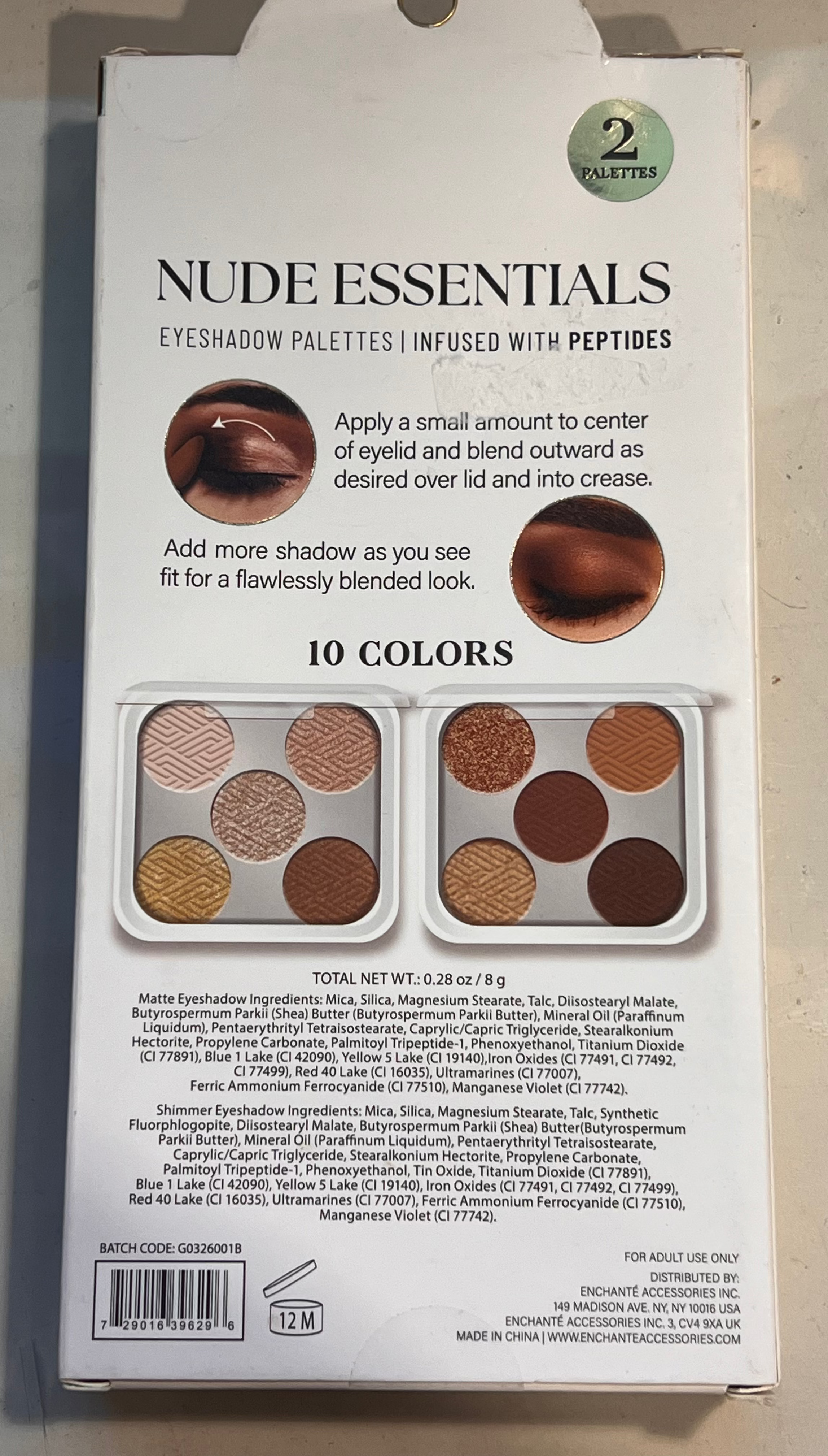 NWOT Nude Essentials (2) Peptide-Infused Eyeshadow Palettes