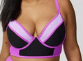 NWT Torrid Underwire Long Line Deep Black Vivid Violet Mid Coverage Bikini Top