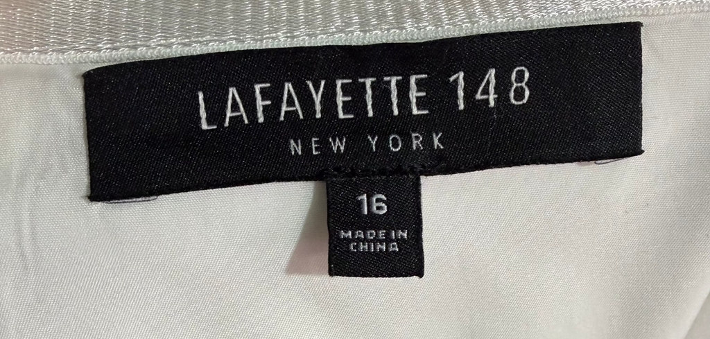 Lafayette 148 White Lined Knee Length Cotton Pencil Skirt