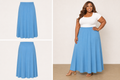 Woman Within Light Blue Long Elastic Waist Skirt