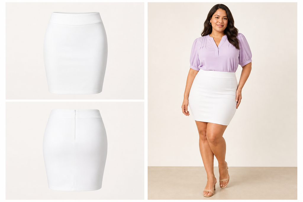 Lafayette 148 White Lined Knee Length Cotton Pencil Skirt