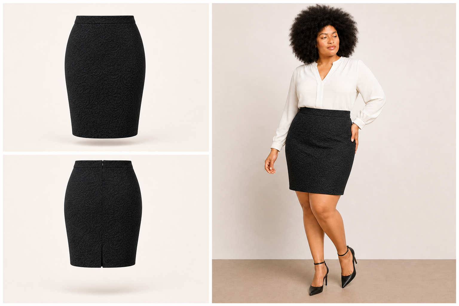 Jaclyn Smith Classic Black Quilted Pencil Skirt