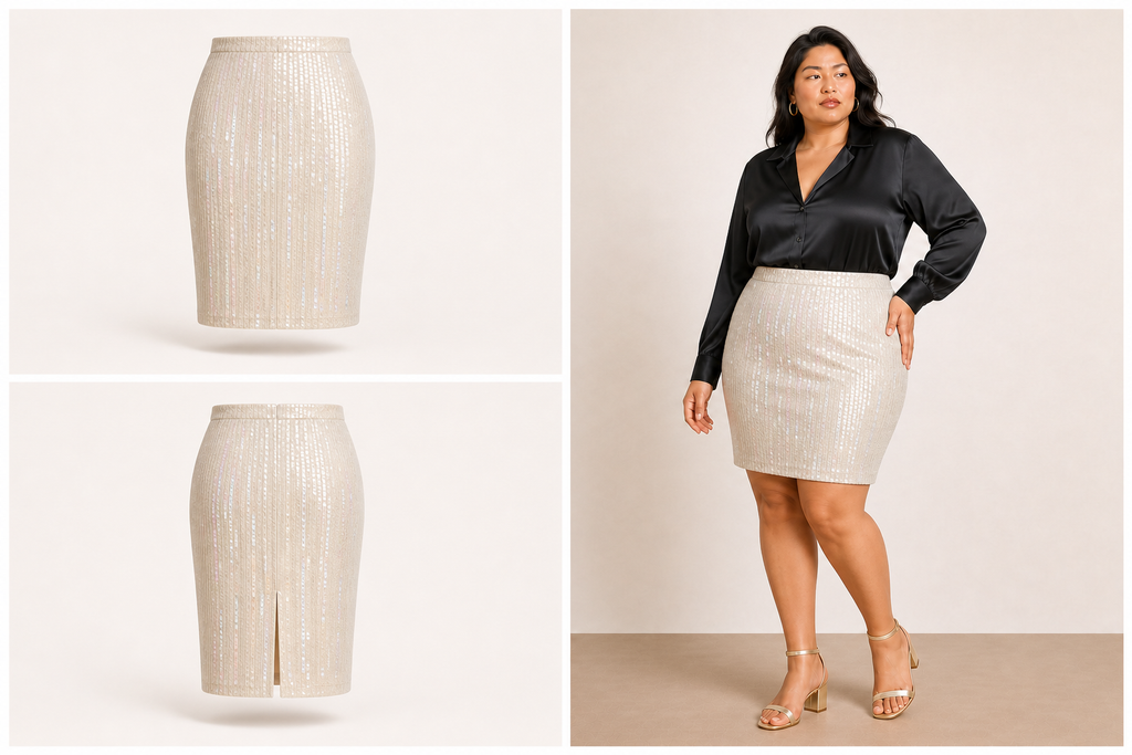 Lane Bryant cream sequin skirt