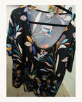 Avenue Black Floral Deep Neck Long Pullover Top