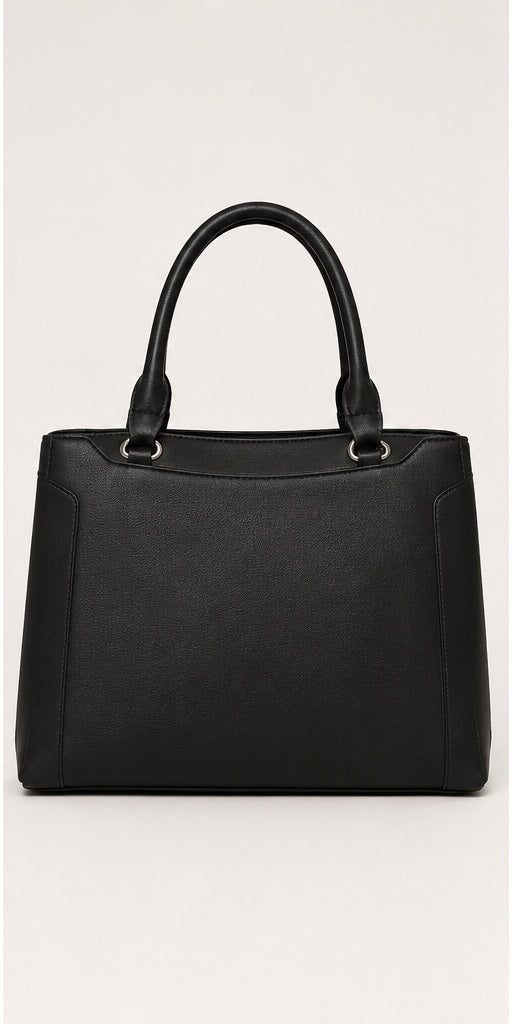 Nine West Black Leather 2 Main Pocket Purse with Handles and Strap