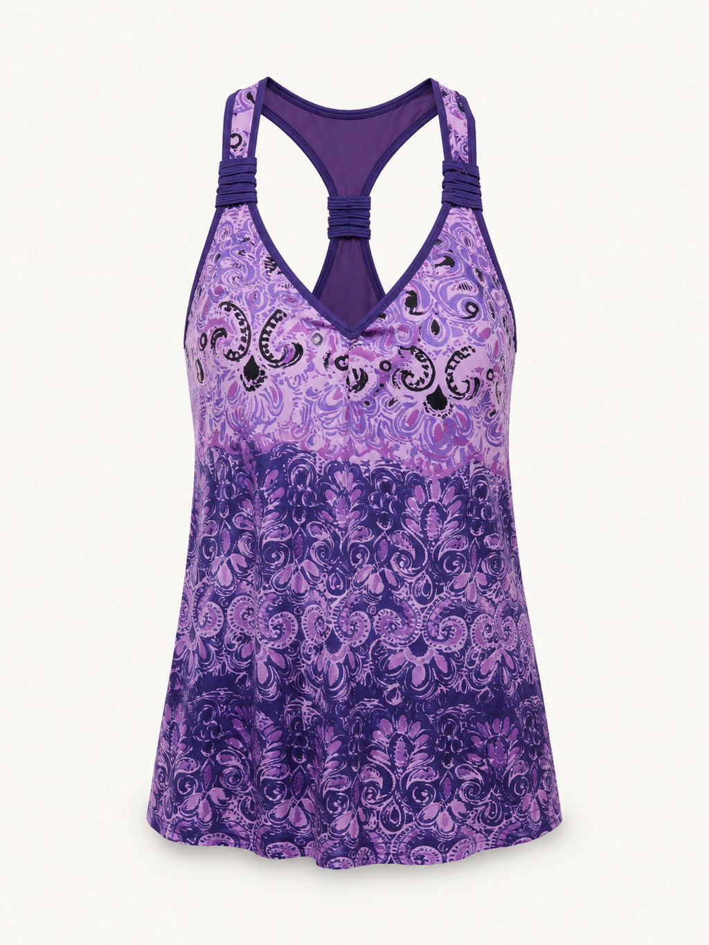Purple Paisley Tank w/ Built in Bra Active Wear