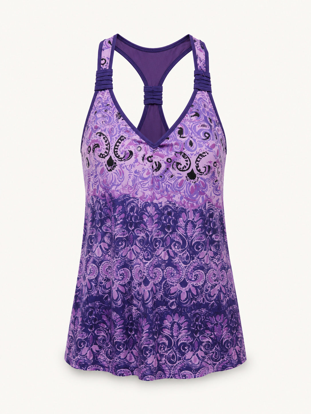 Purple Paisley Tank w/ Built in Bra Active Wear