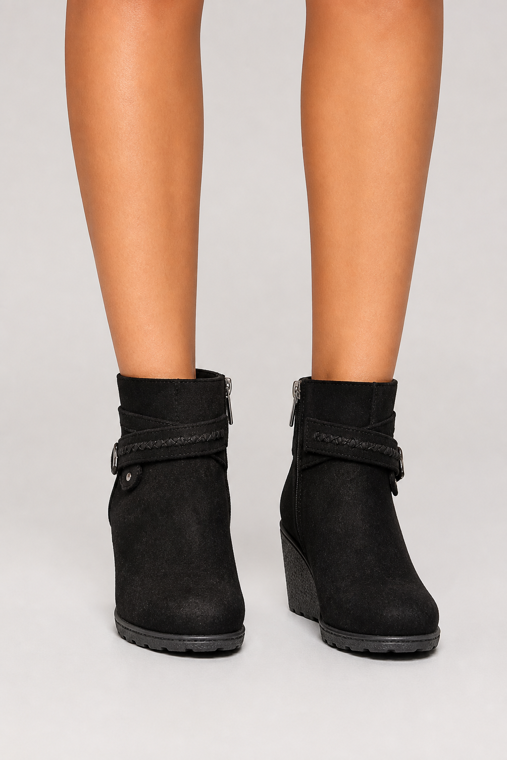 Cloudwalker Black Alana Wedge Ankle Boot