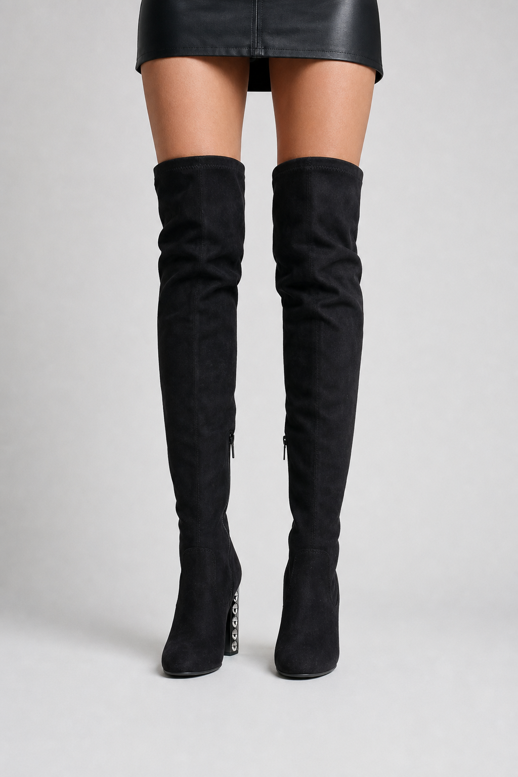 Carol Conrad Black Above the Knee Silver Chunky Heal Boot