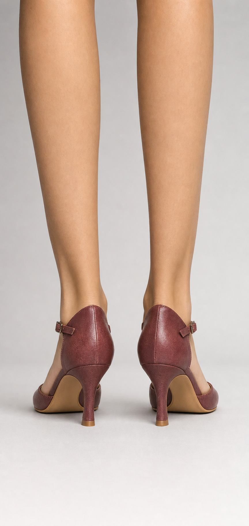 Journee Women's Burgundy Leather Heals 8.5