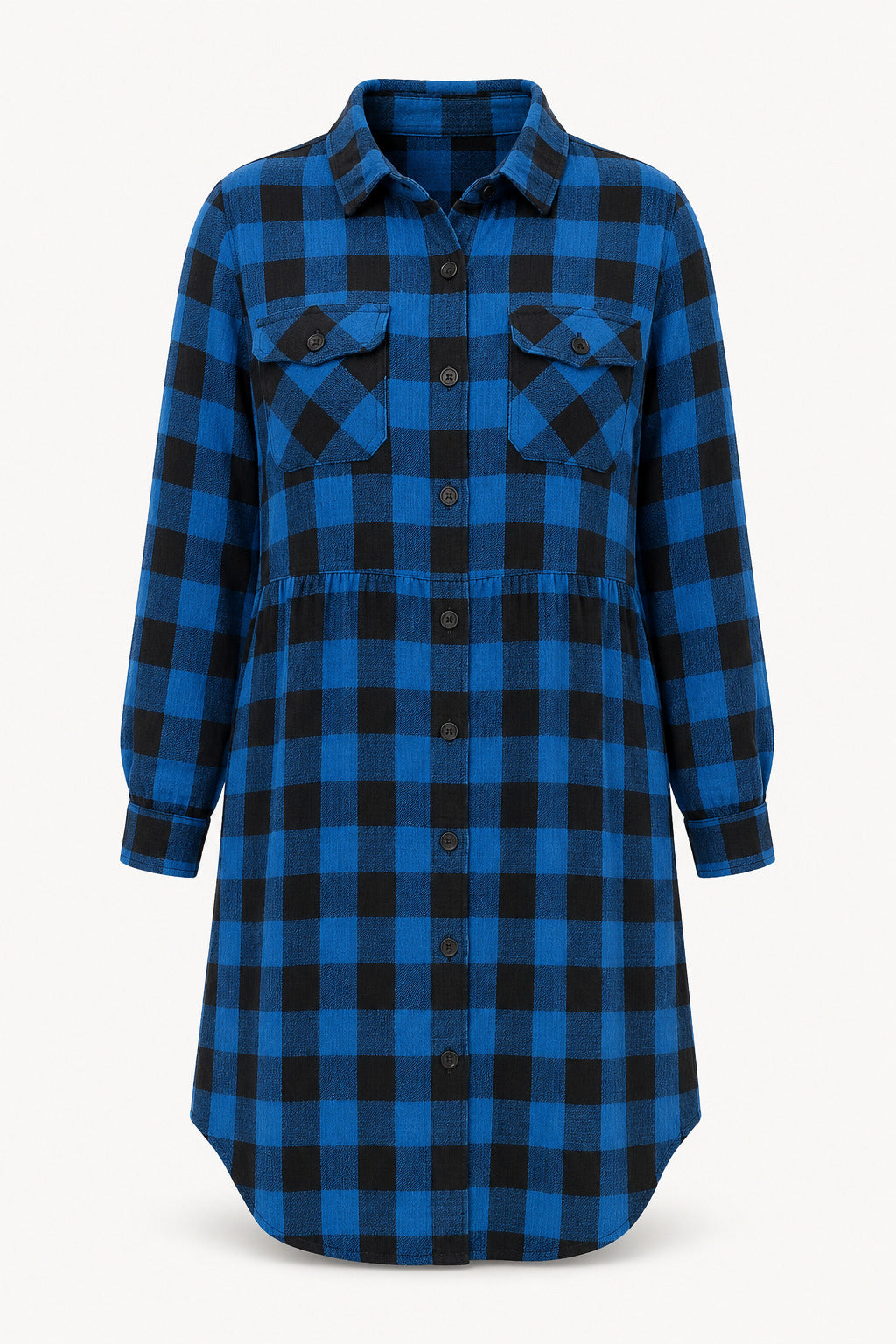 Torrid Blue Black Plaid Button Front Dress