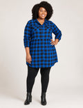 Torrid Blue Black Plaid Button Front Dress