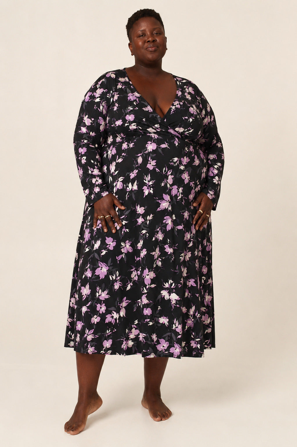 Catherines Black Hawaiian Style Cross Front Dress