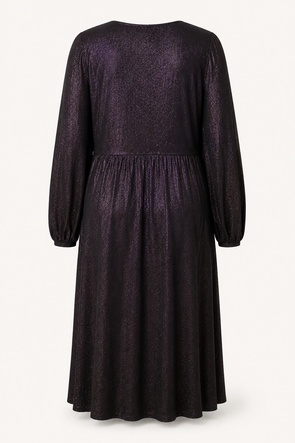 Lane Bryant Purple and Black Deep Neck Midi Formal Dress