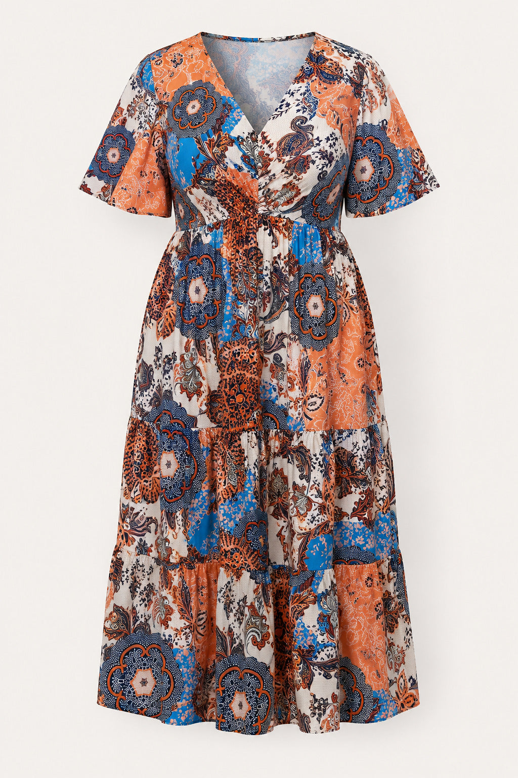 Shein Multi Color Cross Front Midi Dress