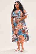 Shein Multi Color Cross Front Midi Dress