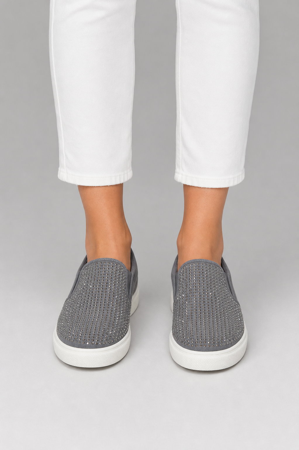 Madden Girl Gray Studded Slip-on Sneaker Women's 6.5