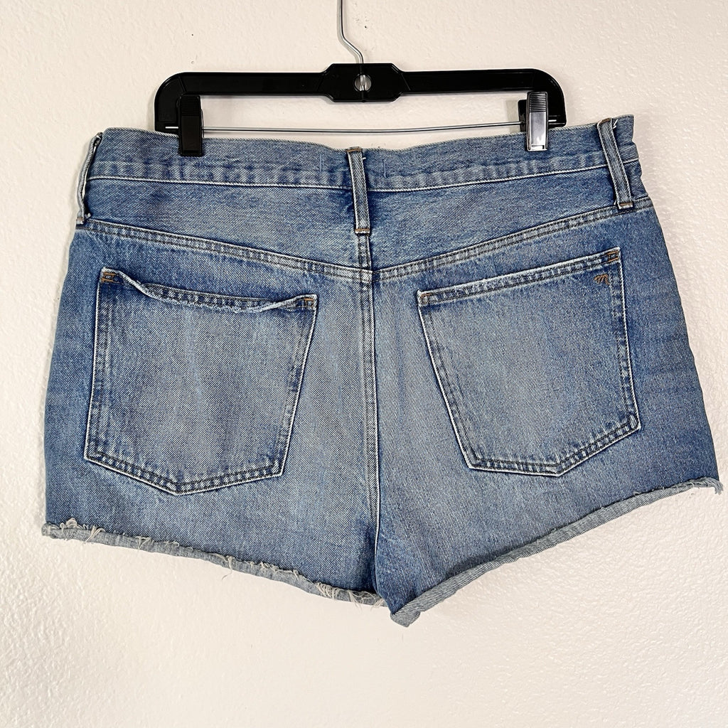 Madewell (31) Relaxed Denim Shorts High Rise Cut Off Raw Hem Distressed
