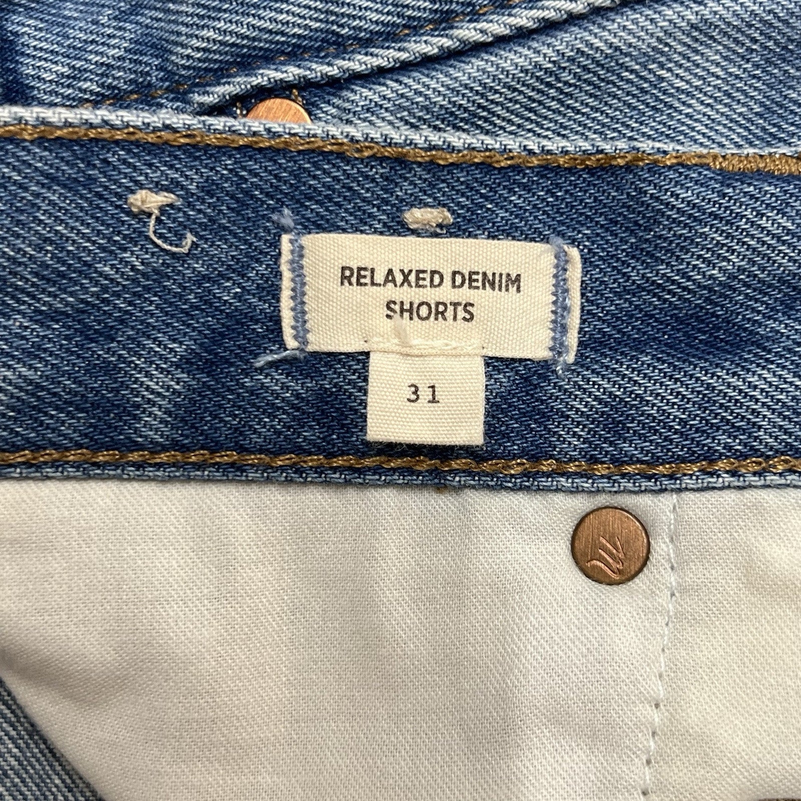 Madewell (31) Relaxed Denim Shorts High Rise Cut Off Raw Hem Distressed