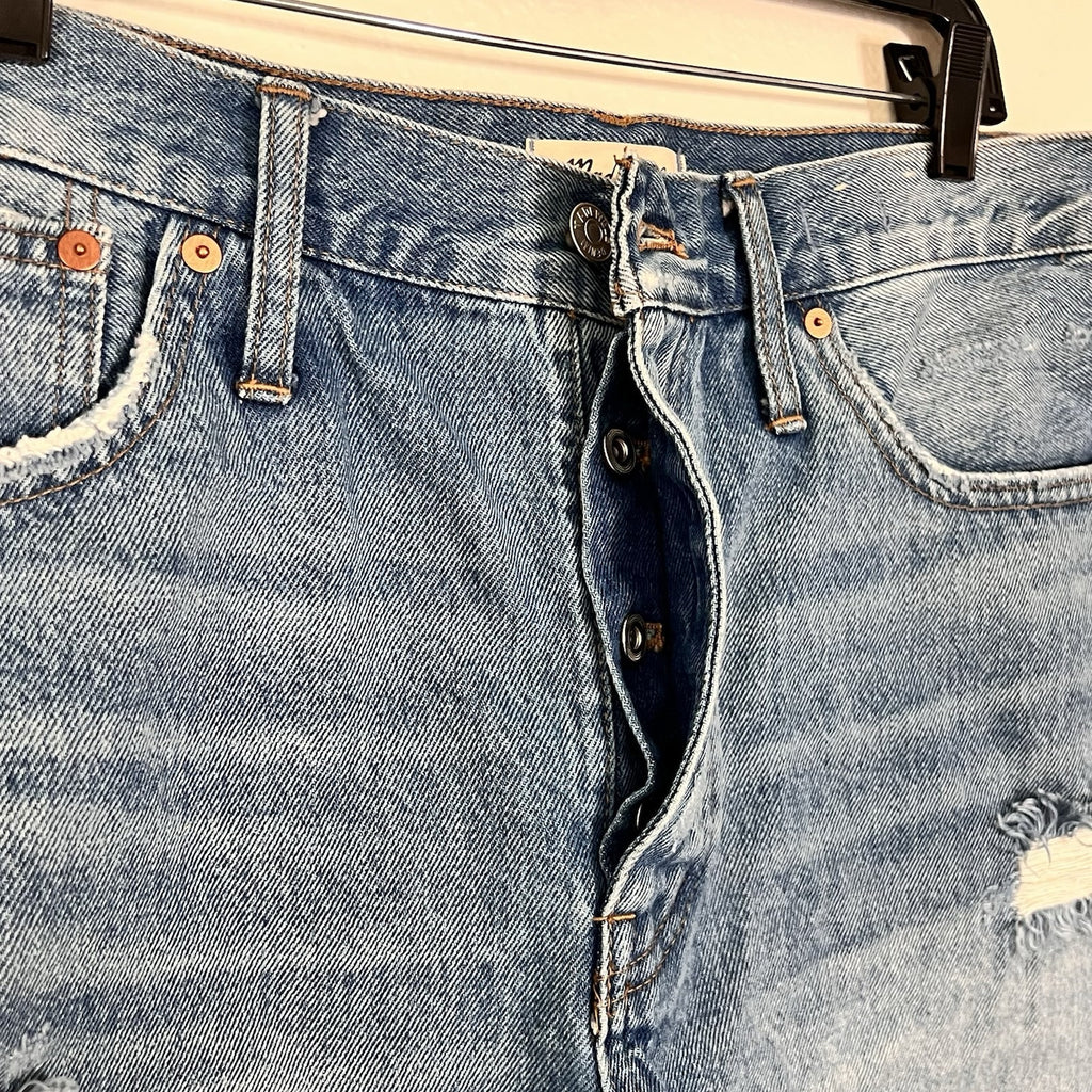 Madewell (31) Relaxed Denim Shorts High Rise Cut Off Raw Hem Distressed