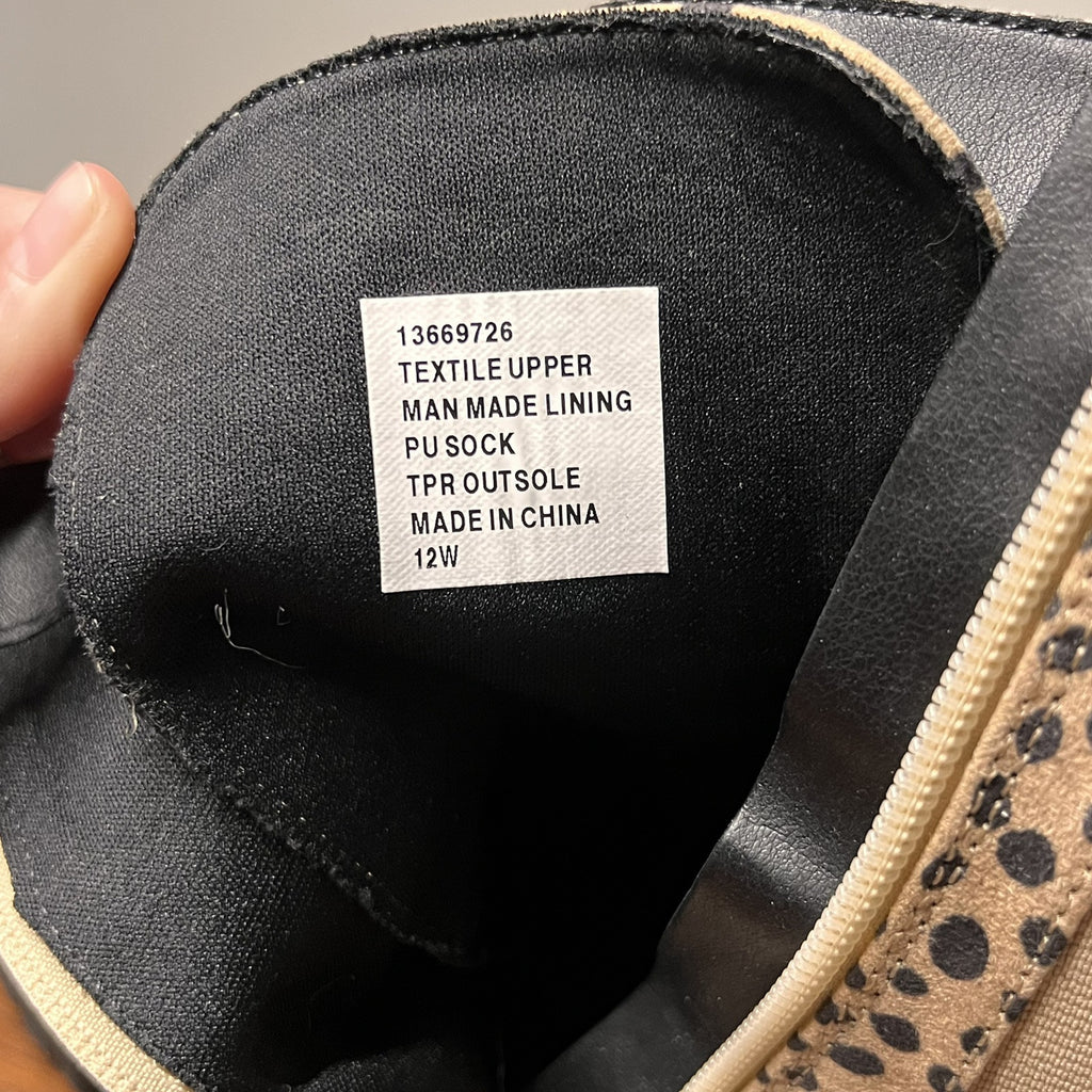 Torrid 12W Stevie Lace-Up Chunky Combat Boot Animal Print Wide Side Zip Lug Sole