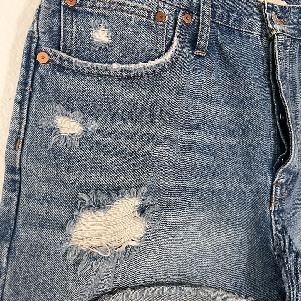 Madewell (31) Relaxed Denim Shorts High Rise Cut Off Raw Hem Distressed