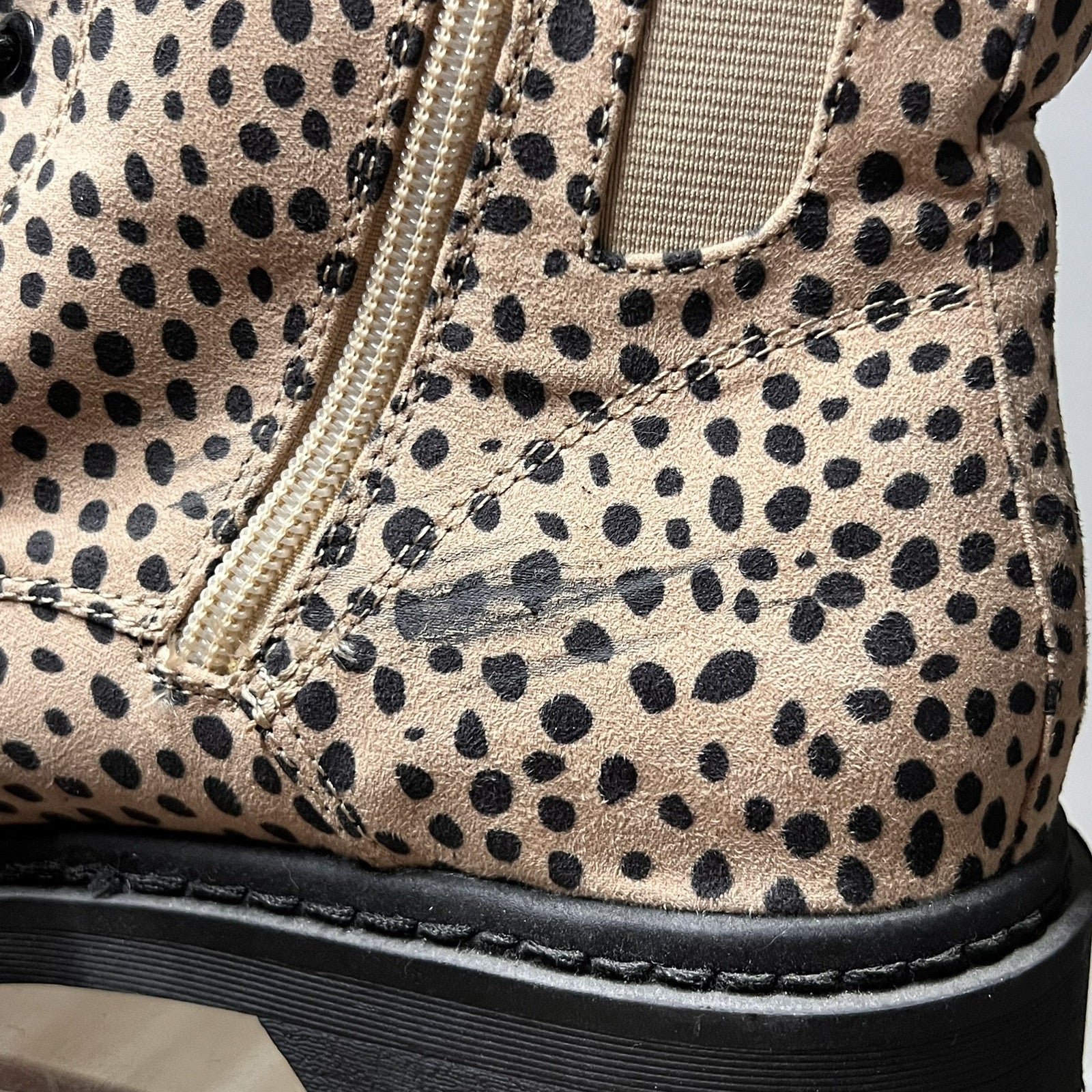 Torrid 12W Stevie Lace-Up Chunky Combat Boot Animal Print Wide Side Zip Lug Sole